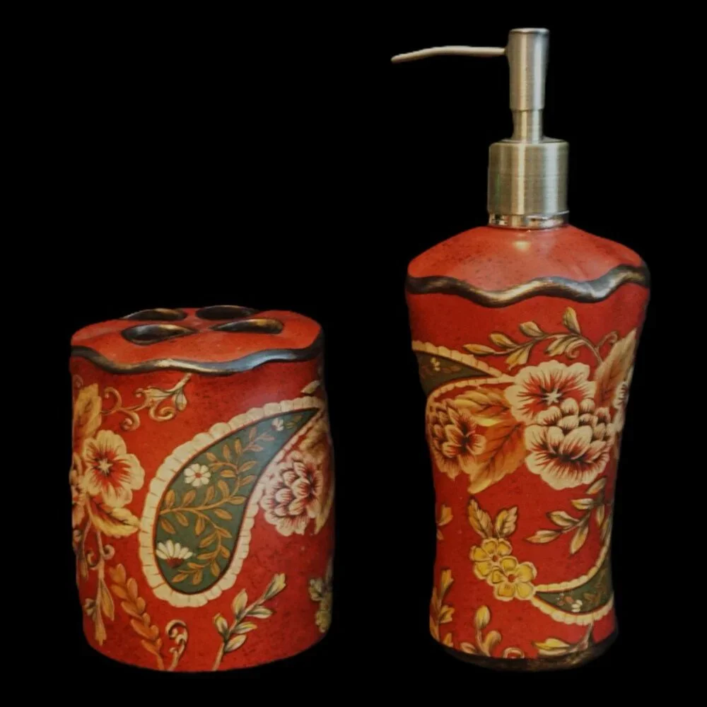 Burgandy Bathroom Accessories Bundle Soap Dish Toothbrush Holder Soap Dispenser